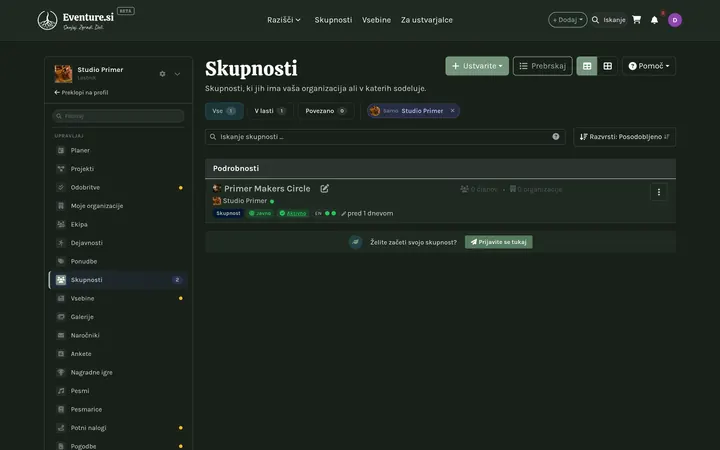 Skupnosti - Kako upravljate